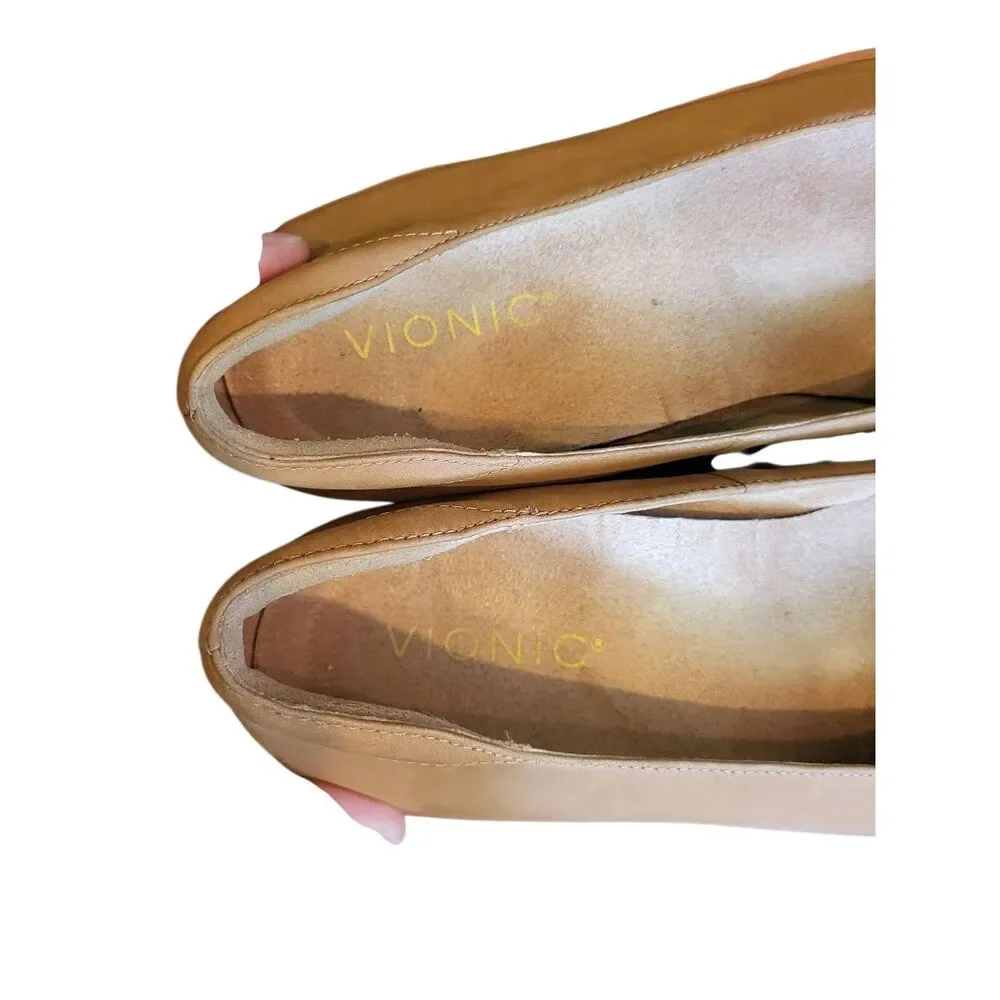 Vionic Wedge Pump Women's 9 Tan Sereno Nubuck Leather Comfort Orthopedic